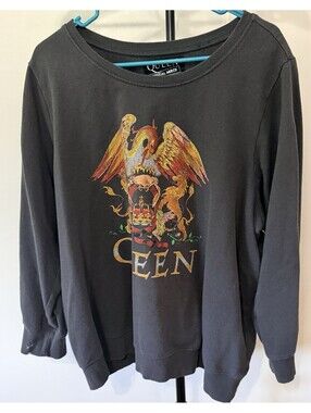 Queen Sweatshirt 4XL Black Crest Logo Graphic Band Pullover Unisex